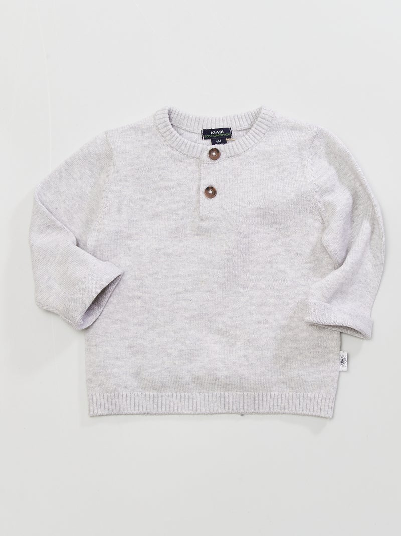 Jersey con cuello panadero GRIS - Kiabi