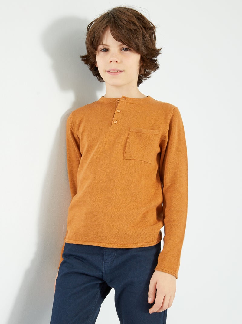 Jersey con cuello panadero MARRON - Kiabi