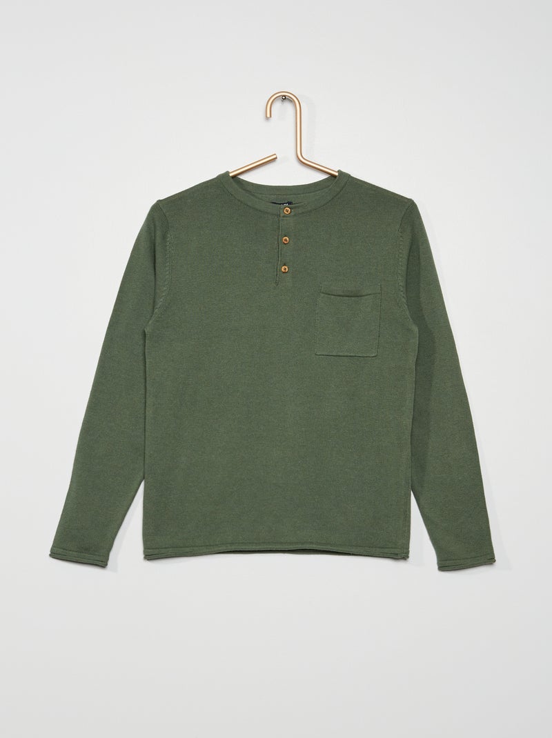 Jersey con cuello panadero verde oscuro - Kiabi