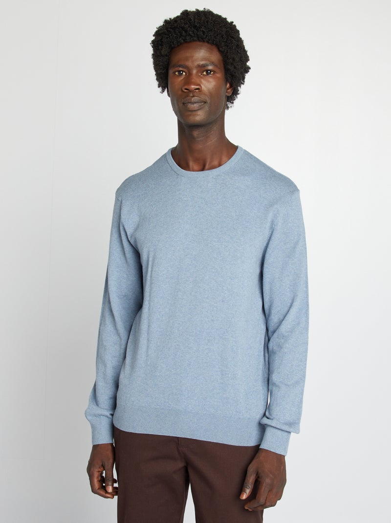 Jersey con cuello redondo AZUL - Kiabi