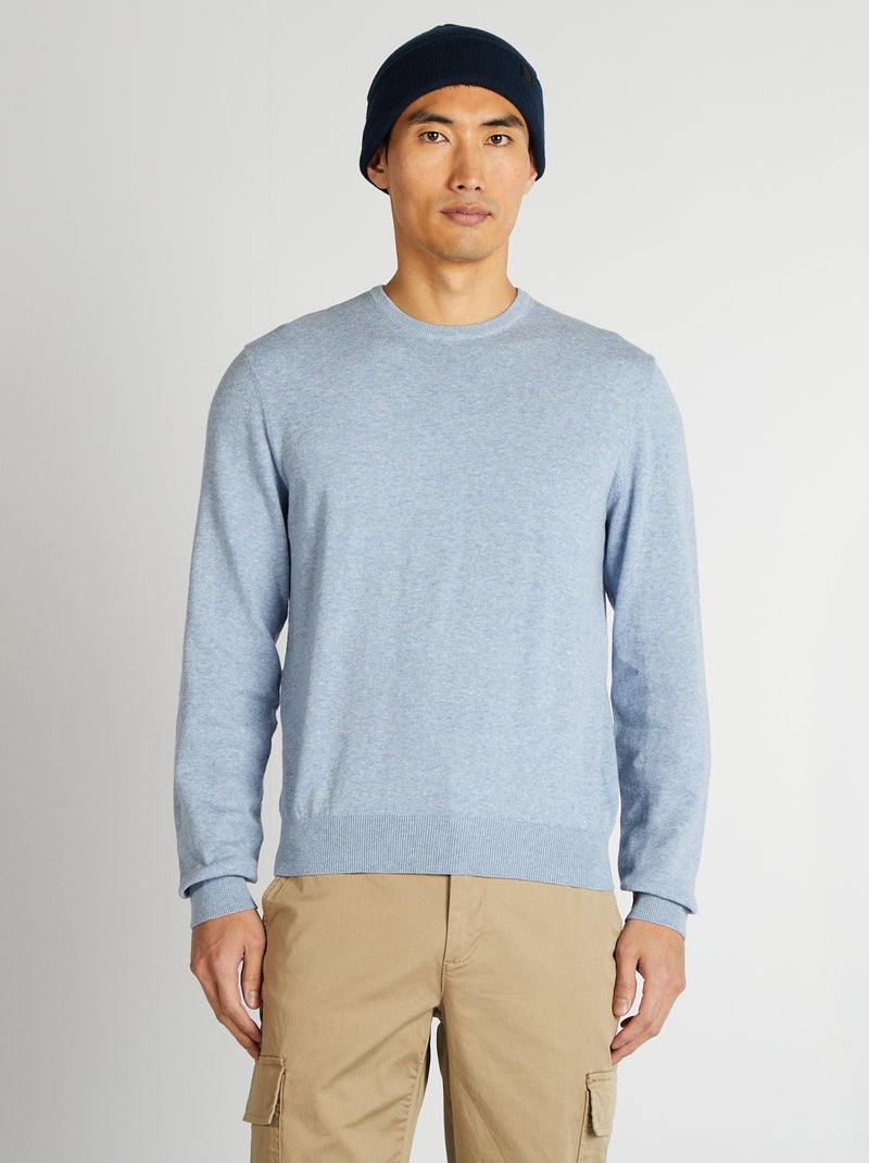 Jersey con cuello redondo AZUL - Kiabi