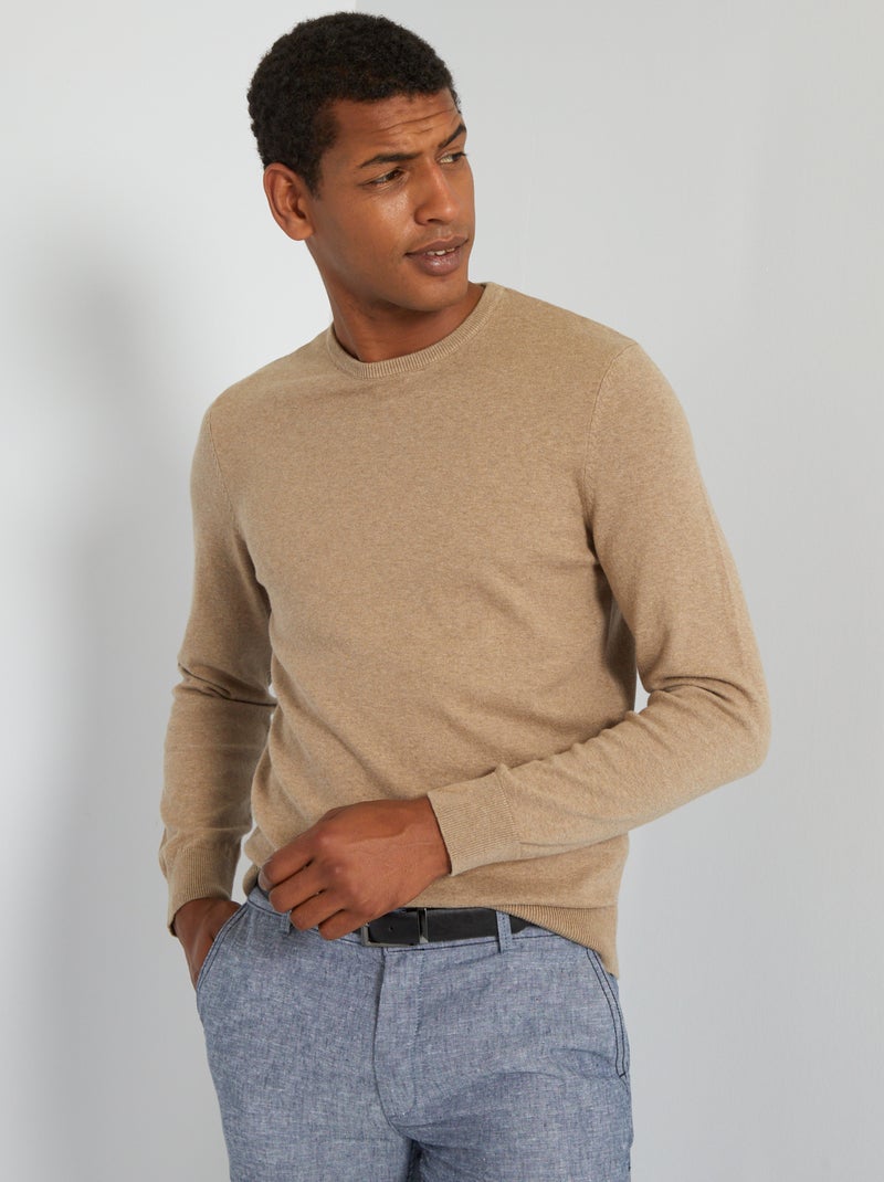 Jersey con cuello redondo BEIGE OSCURO - Kiabi