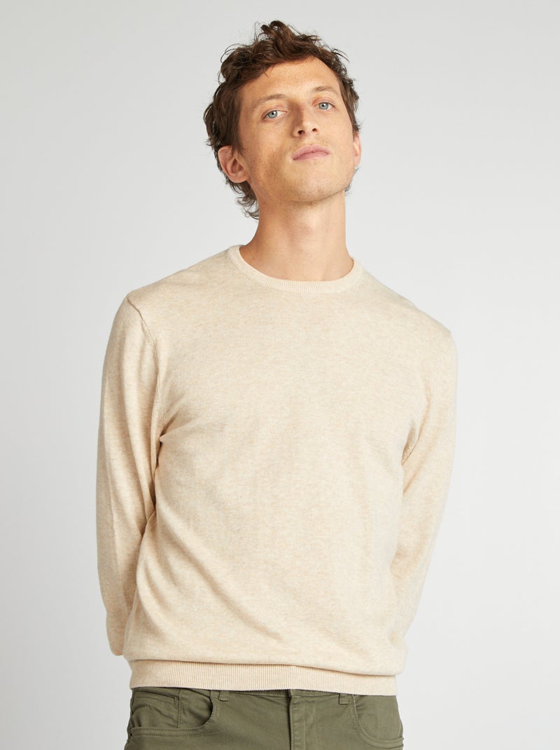Jersey con cuello redondo BEIGE - Kiabi