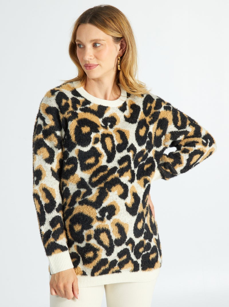 Jersey con cuello redondo de jacquard NEGRO - Kiabi