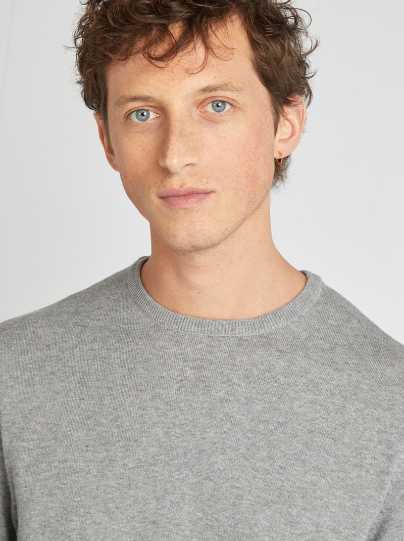 Jersey con cuello redondo GRIS - Kiabi