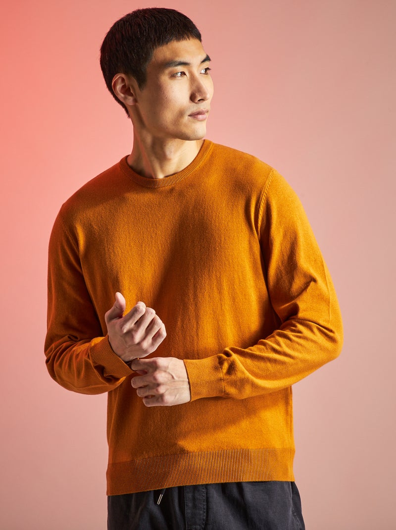 Jersey con cuello redondo MARRÓN OCRE - Kiabi