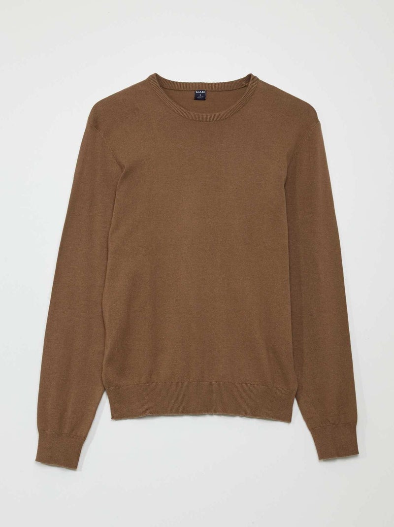 Jersey con cuello redondo MARRON - Kiabi