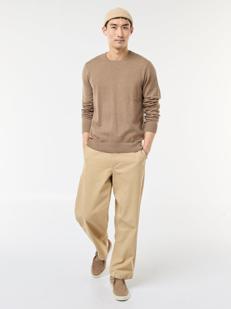 Jersey con cuello redondo Marron - Kiabi