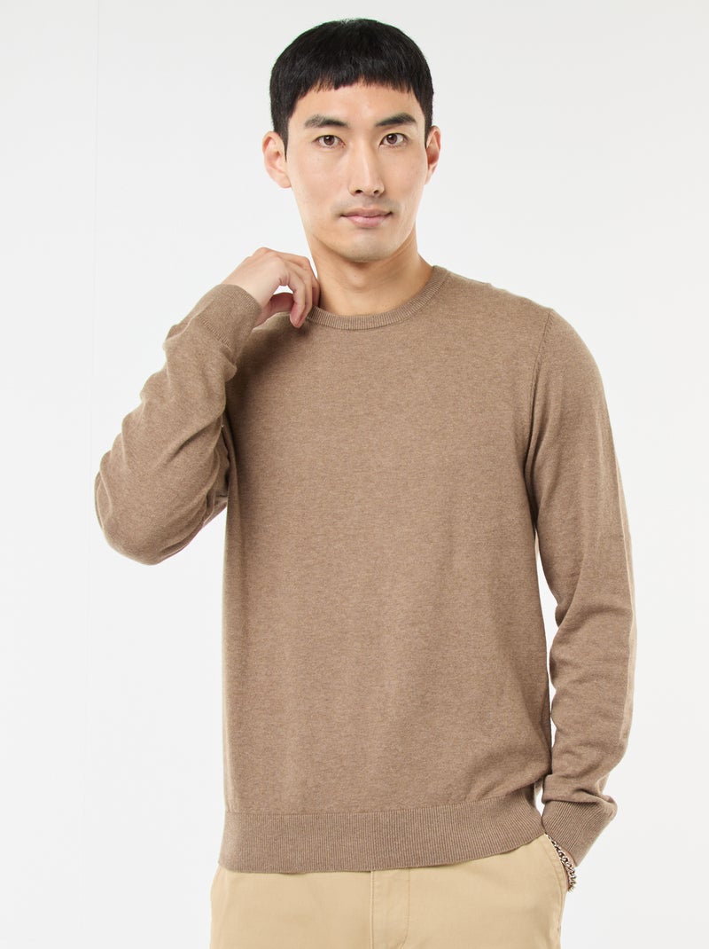 Jersey con cuello redondo Marron - Kiabi