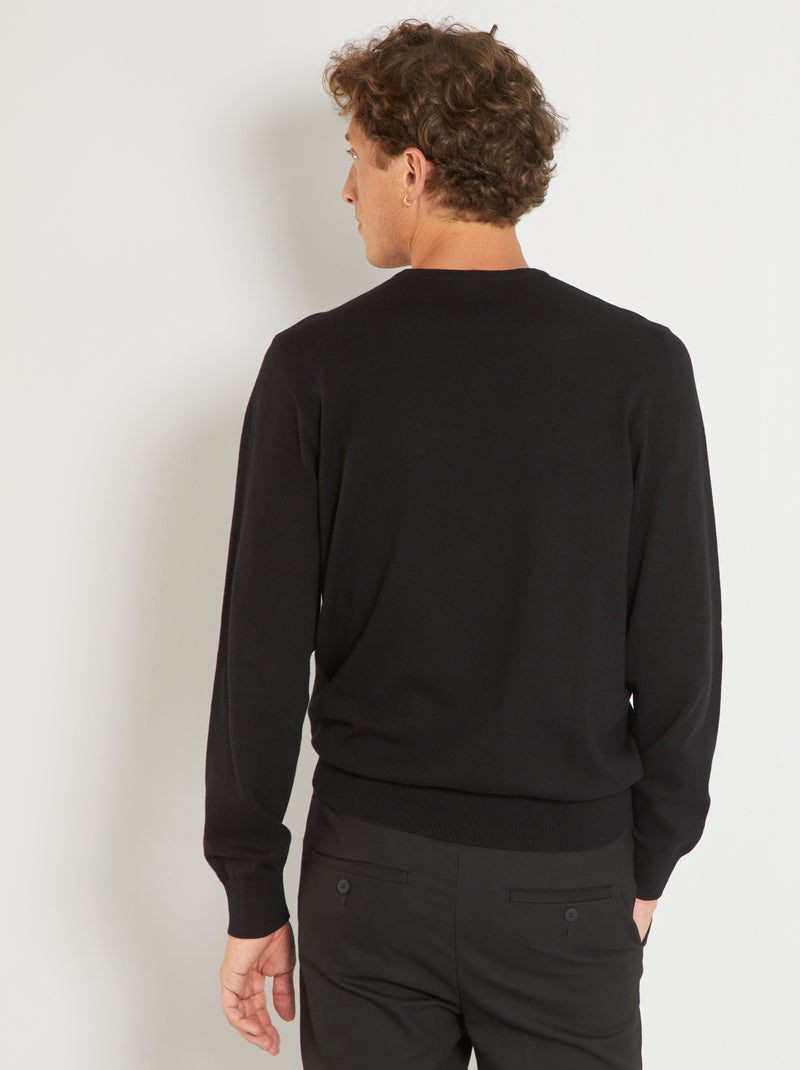 Jersey con cuello redondo negro - Kiabi