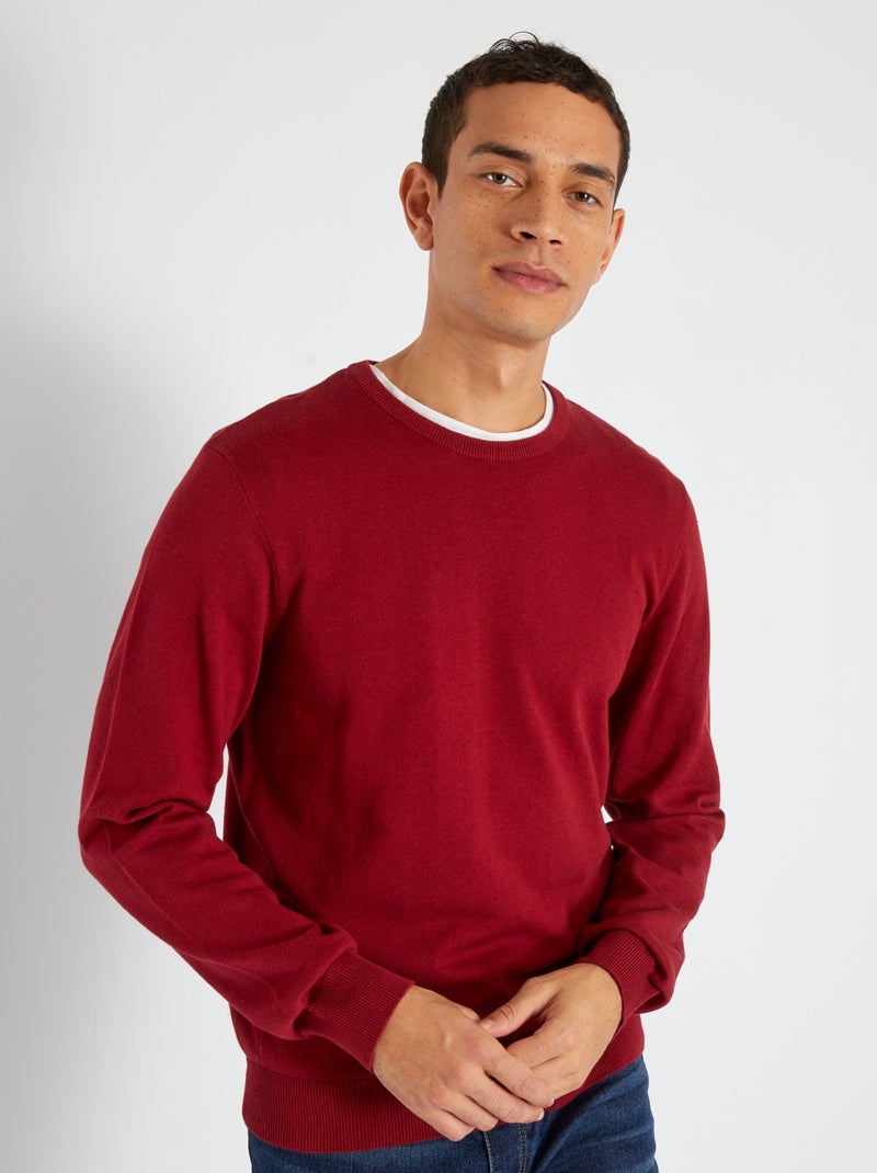 Jersey con cuello redondo ROJO - Kiabi
