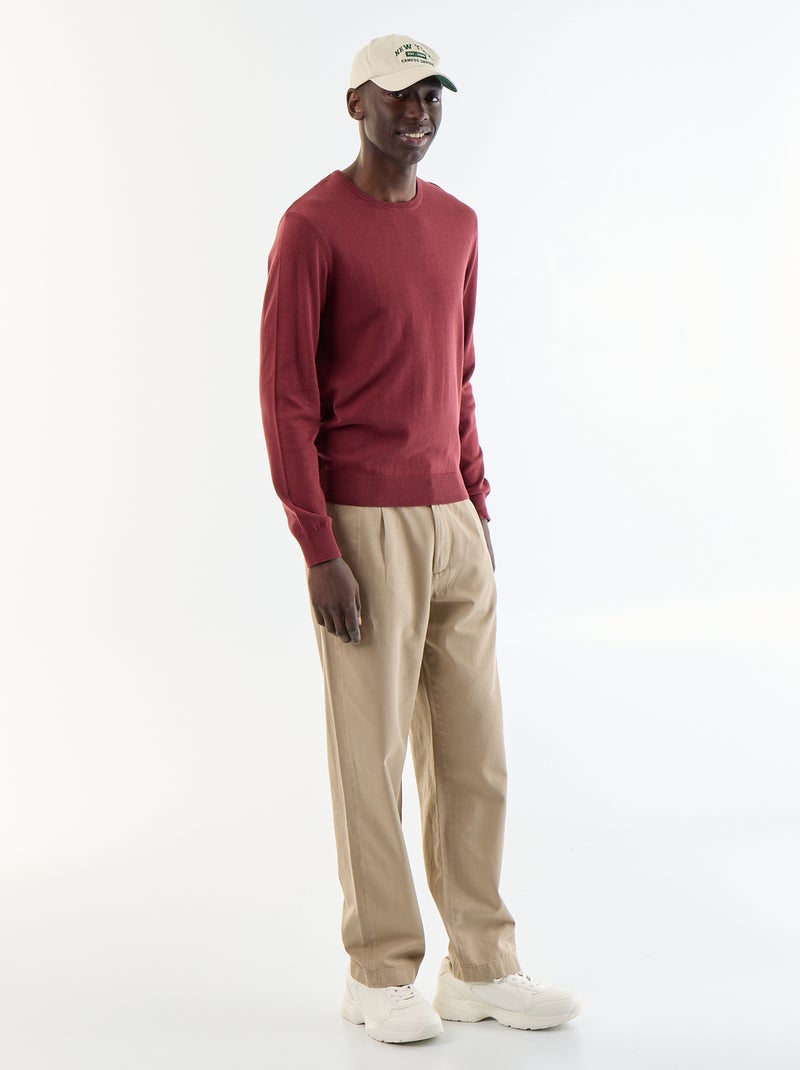 Jersey con cuello redondo Rojo - Kiabi