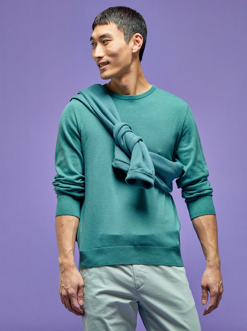 Jersey con cuello redondo VERDE - Kiabi