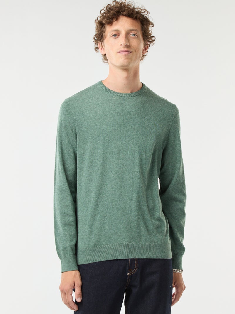 Jersey con cuello redondo Verde - Kiabi