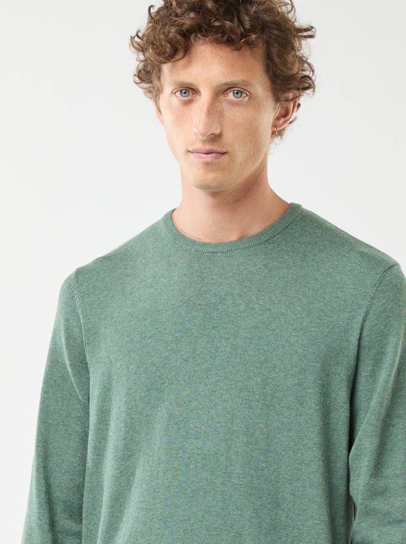 Jersey con cuello redondo Verde - Kiabi