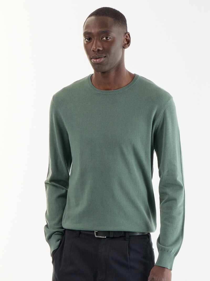 Jersey con cuello redondo Verde - Kiabi