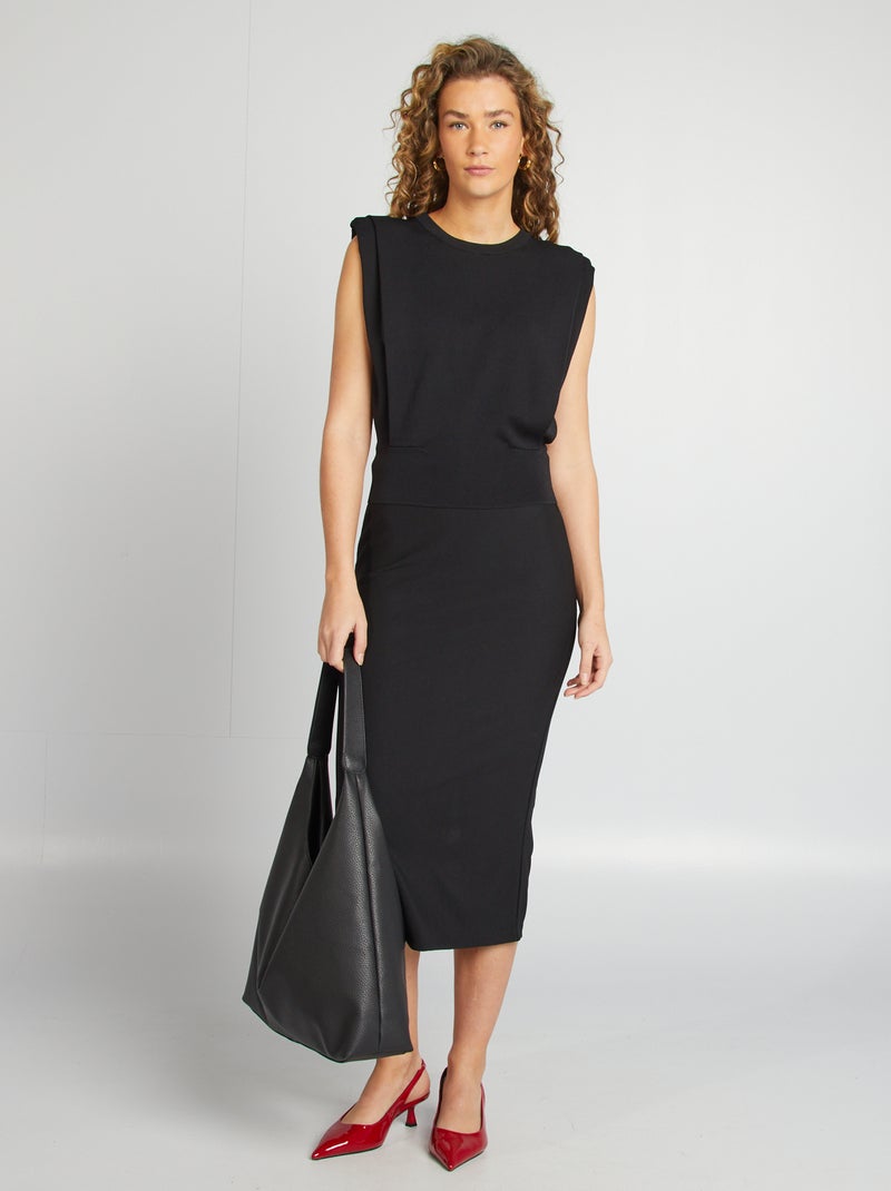 Jersey con cuello redondo y hombreras negro - Kiabi