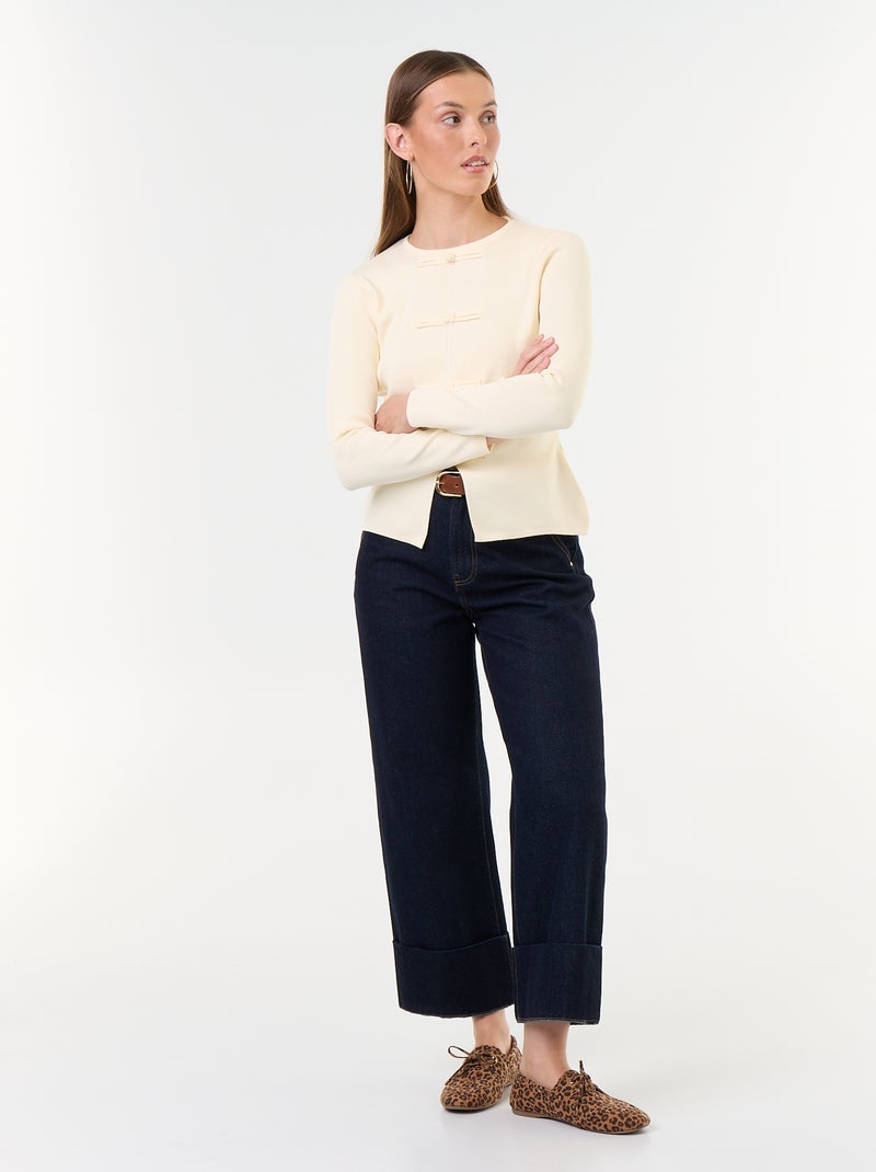 Jersey con detalles mandarines Beige - Kiabi