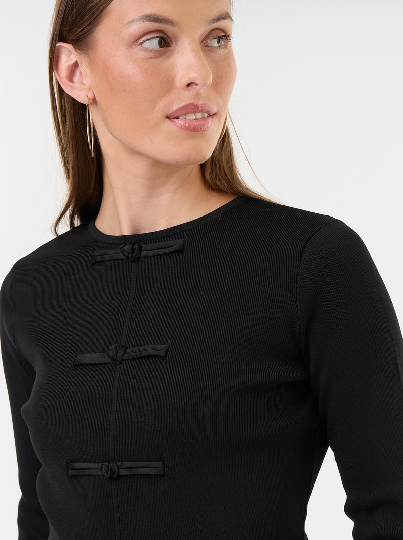 Jersey con detalles mandarines Negro - Kiabi