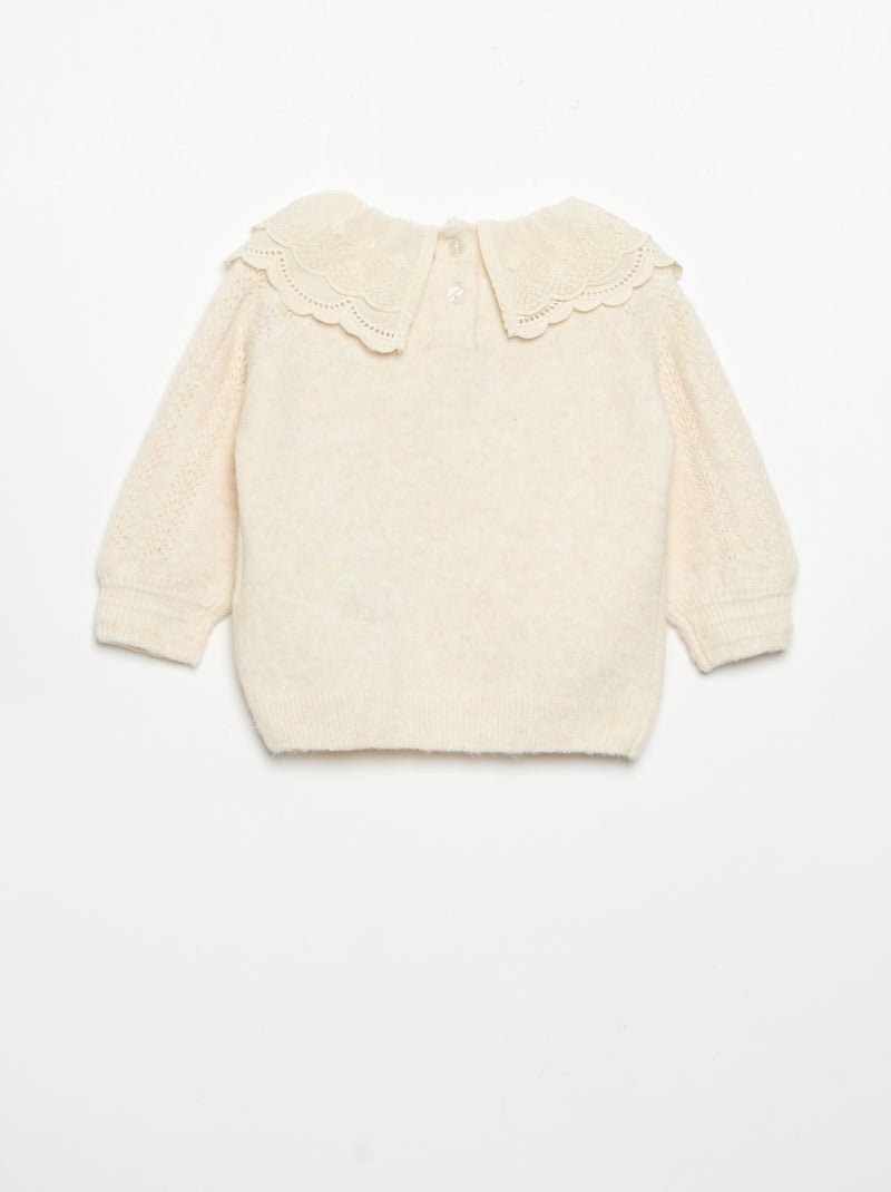 Jersey con doble cuello de fantasía Blanco - Kiabi