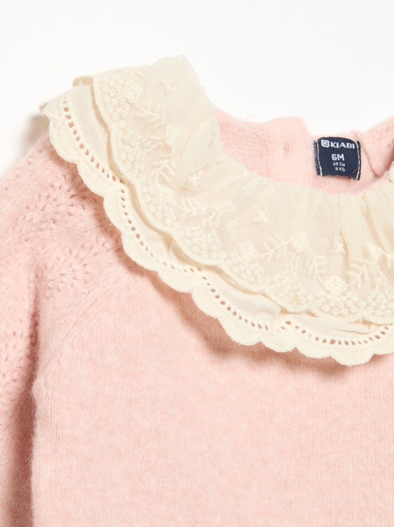 Jersey con doble cuello de fantasía Rosa - Kiabi
