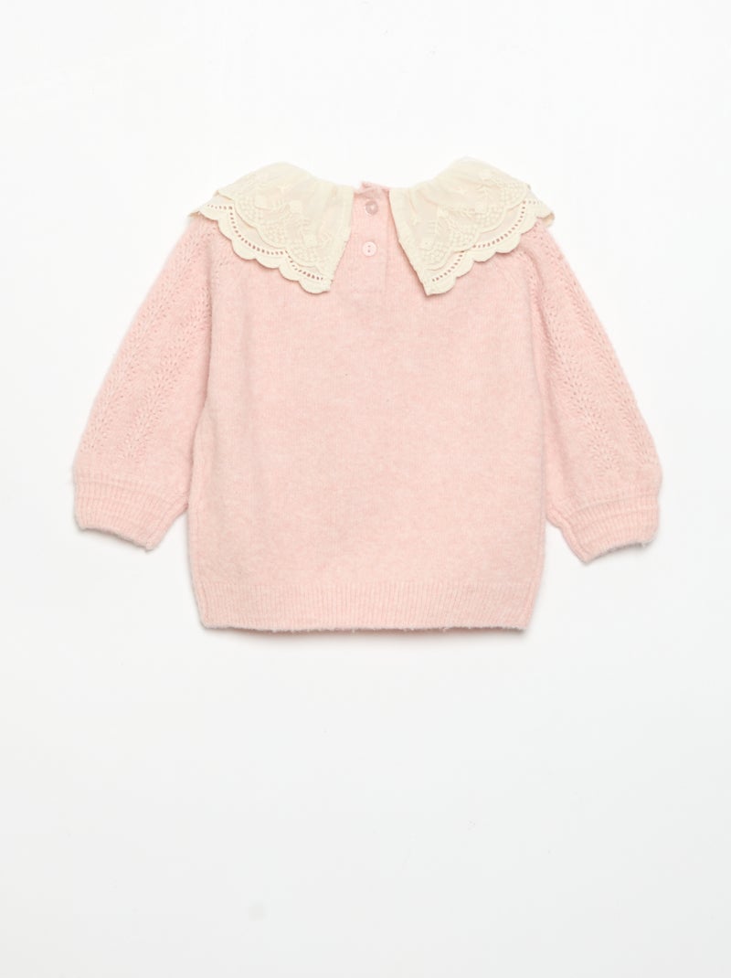Jersey con doble cuello de fantasía Rosa - Kiabi