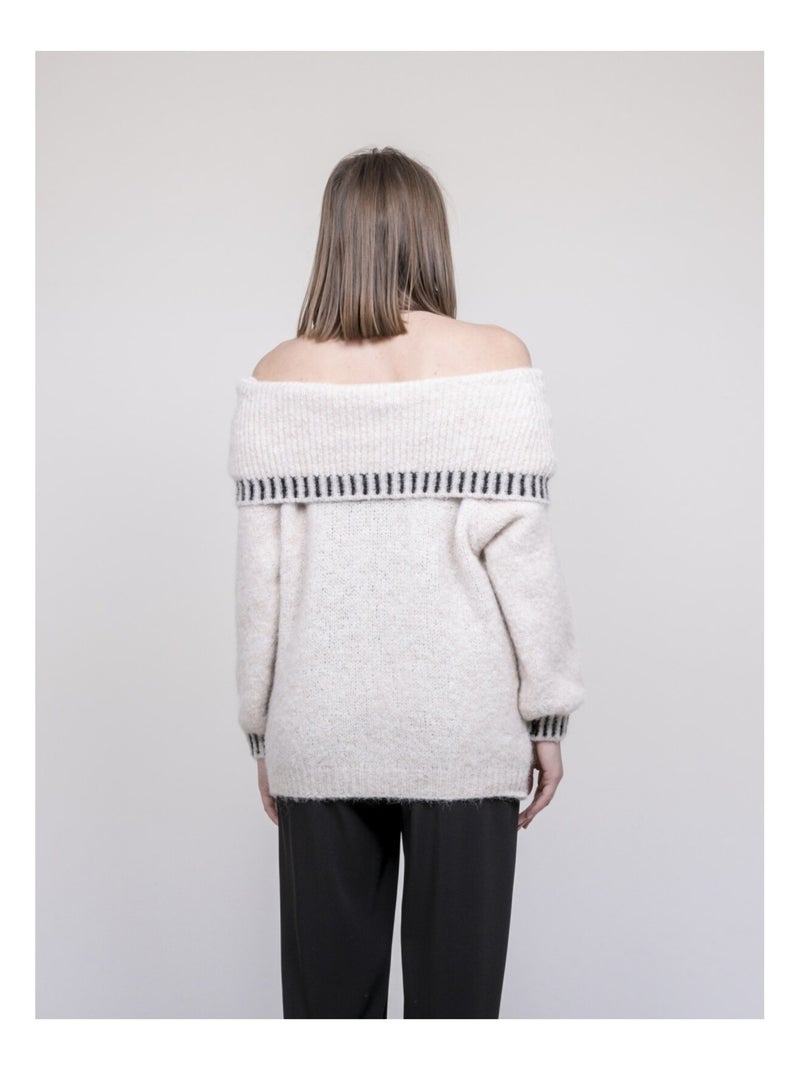 Jersey con escote bardot KERVELLA Crudo - Kiabi