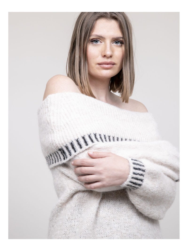 Jersey con escote bardot KERVELLA Crudo - Kiabi