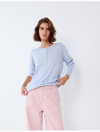Jersey con escote henley, mo fashion