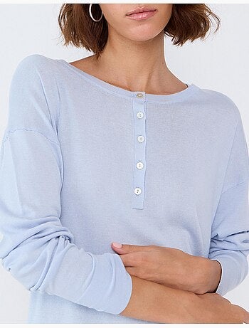 Jersey con escote henley, mo fashion