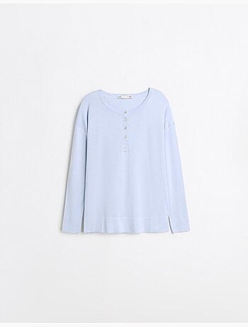 Jersey con escote henley, mo fashion
