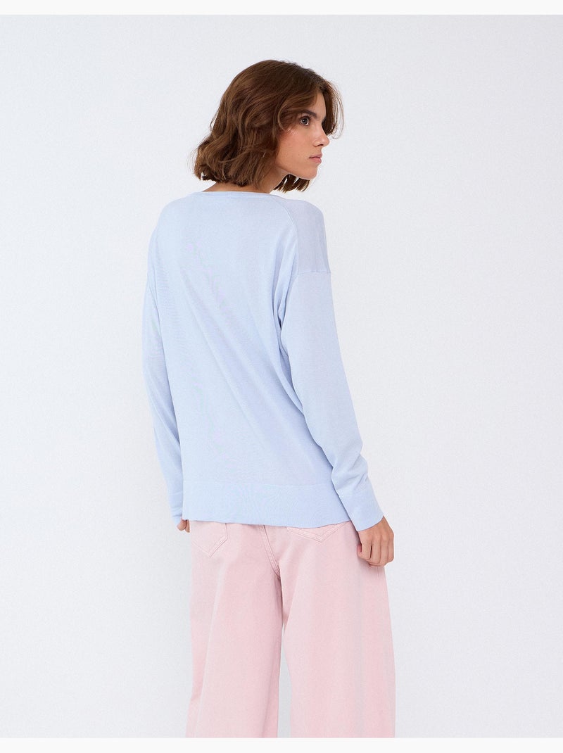 Jersey con escote henley, mo fashion Azul - Kiabi