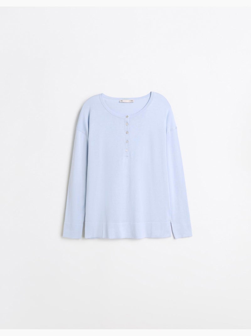 Jersey con escote henley, mo fashion Azul - Kiabi