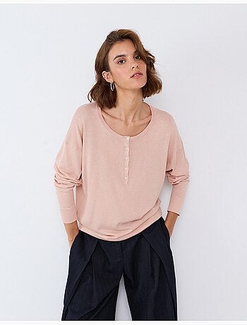 Jersey con escote henley, mo fashion