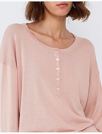 Jersey con escote henley, mo fashion