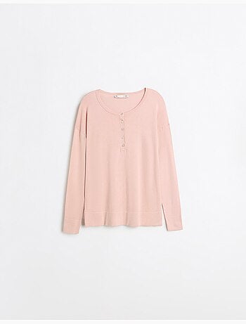 Jersey con escote henley, mo fashion