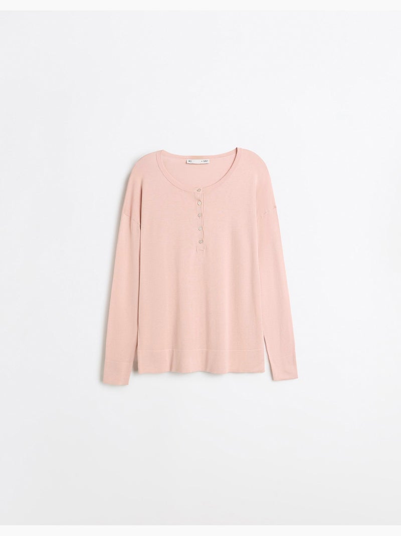Jersey con escote henley, mo fashion Rosa - Kiabi