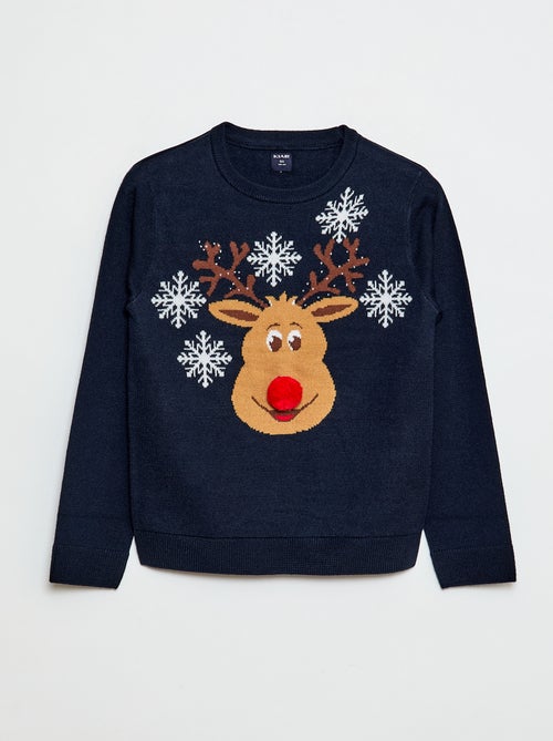 Jersey con estampado de "ciervo" + pompón - Kiabi