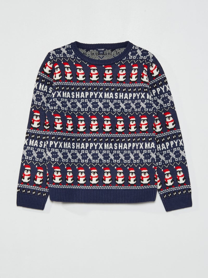 Jersey con estampado de Navidad AZUL - Kiabi
