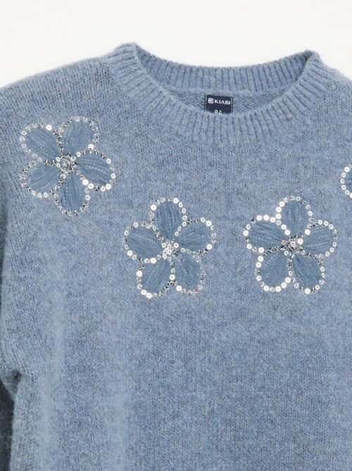 Jersey con flores bordadas y lentejuelas - Kiabi