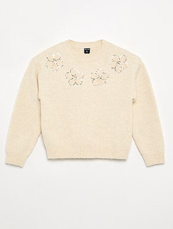 Jersey con flores bordadas y lentejuelas