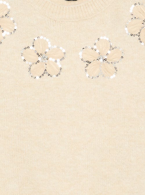Jersey con flores bordadas y lentejuelas - Kiabi