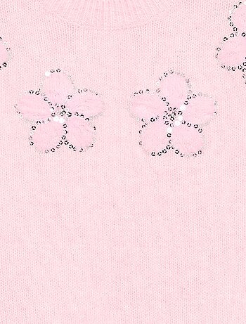 Jersey con flores bordadas y lentejuelas