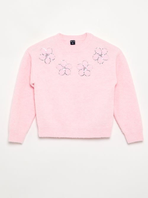 Jersey con flores bordadas y lentejuelas - Kiabi
