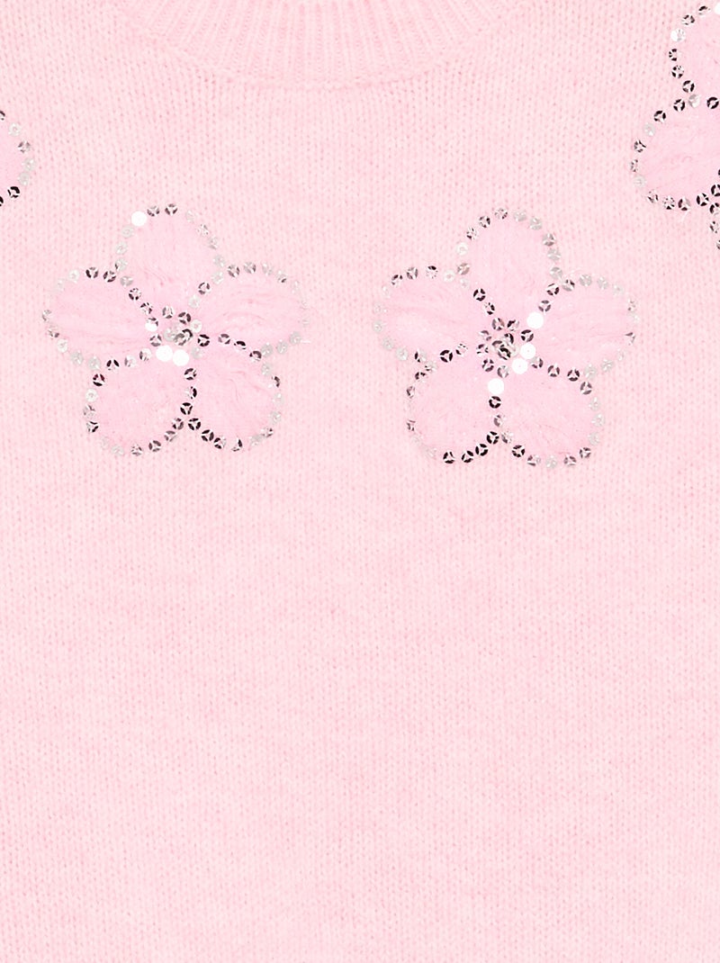 Jersey con flores bordadas y lentejuelas Rosa - Kiabi