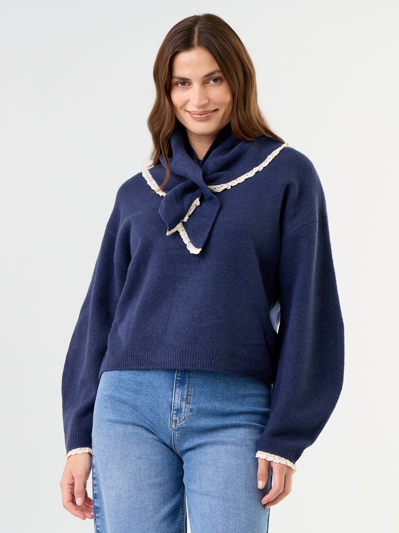 Jersey con fular a juego Azul - Kiabi