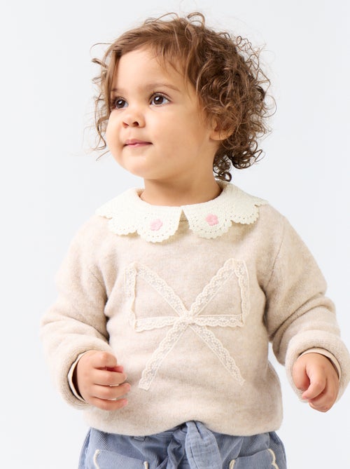 Jersey con gran lazo de encaje - Kiabi