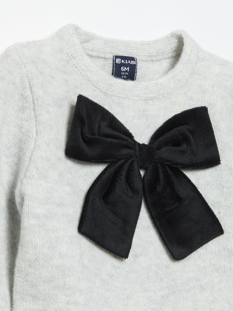 Jersey con gran lazo de fantasía Gris - Kiabi