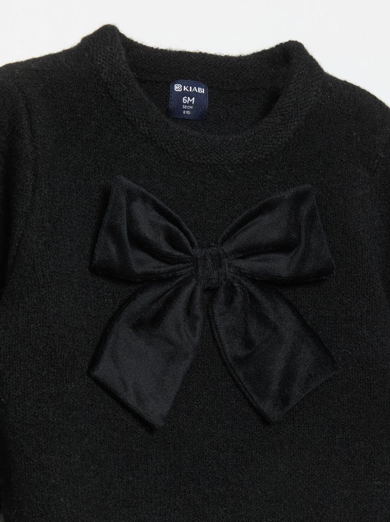 Jersey con gran lazo de fantasía Negro - Kiabi