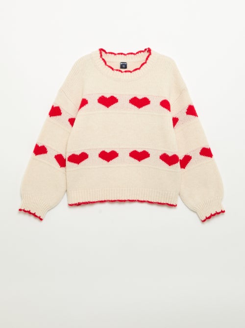 Jersey con jacquard de 'corazones' de 'Navidad' - Kiabi